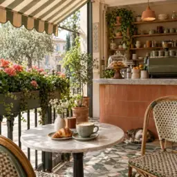 striped awning