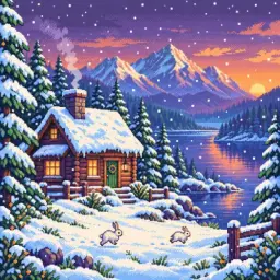 snowy cabin